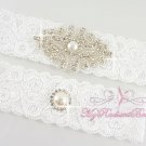 Center Pearl Rhinestone Keepsake Garter with Pearl Toss Garter, Bridal Garter GTA0030