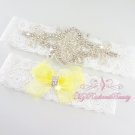 Crystal Garter, Yellow Ribbon Toss Garter, Wedding Garter Set, Bridal Rhinestone Garter GTA0029