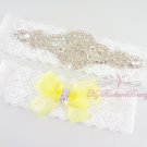 Crystal Garter, Cute Yellow Ribbon Rhinestone Garter, Sexy Garter Set, MyRadiantBeauty, GTA0023Y
