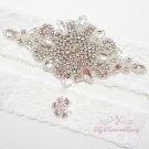 Large Diamond Bridal Garter, Floral Crystal Toss Garter, Rhinestone Garter, Bridal Garter GTA0016