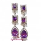 Purple Drop Floral Square Dangle Earring Swarovski Zircon ER0014