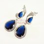 Something Blue Leaf Floral Oval Drop Cz Zircon Swarovski Earring ER0013
