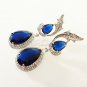 Something Blue Leaf Floral Oval Drop Cz Zircon Swarovski Earring ER0013