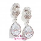 Bridal Dual Moon Drop Swarovski Crystal Zircon Dangle Earrings ER0008