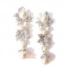 Flower Pearl Dangle Earring Austrian Rhinestone Crystal ER0003