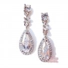 Flower Teardrop Clear Zircon Crystal Pierced Earrings ER0007
