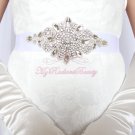 Large Diamond Shape Surround by Crystal Rhinestone Bridal Sash Belt SB0006