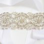 Bridal Rhinestone Pearl Beaded Applique Sash SB0002