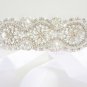 Bridal Rhinestone Pearl Beaded Applique Sash SB0002