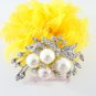 Ivory Pearl and Clear Rhinestone Crystal Diamante Beautiful Bow Brooch BR0011
