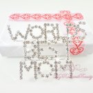 Sparkly Rhinestone Worlds Best Mom Brooch Pin, Wedding Brooch, Bridal Mother Brooch BR0032