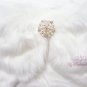 Silver Plated Ivory Pearl Clear Rhinestone Crystal Flat Brooch, Wedding Brooch, Bridal Brooch BR0020