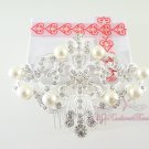 Large Size Royal Wedding Pearl Flower Hair Comb, Wedding comb, Bridal comb HC0021