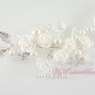Pearl Crystal white Flower Silver Leaves Hair Comb, Bridal hair Comb, bridal comb, tiara comb HC0013