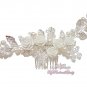 Pearl Crystal white Flower Silver Leaves Hair Comb, Bridal hair Comb, bridal comb, tiara comb HC0013