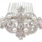 Elegant Royal Wedding Pearl Flower Hair Comb Tiara Rhinestone, Bridal hair Comb, Wedding Comb HC0012