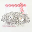 Bridal Posh Flower Drop Hair Comb Clear Rhinestone, Bridal Hair Comb, Wedding Comb HC0008