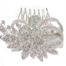 Wedding Comb, Flower Leaf Hair Comb, Rhinestone Crystal Comb, Bridal Hair Comb HC0009