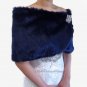 Bridal Navy Blue Faux Fur Wrap, Wedding Stole, Bridal Wrap FW108-N.BLUE