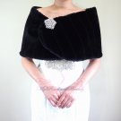 Bridal Black Faux Fur Mink Wrap, Wedding Stole, Bridal Wrap MW108-BLK