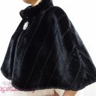 Bridal Black Faux Fur Mink Cape, Wedding Stole, Bridal Cape MC108-BLK