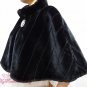 Bridal Black Faux Fur Mink Cape, Wedding Stole, Bridal Cape MC108-BLK