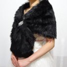 Bridal Black Faux Fur Stole, Wedding Wrap, Bridal Stole FS108-BLK