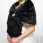 Bridal Black Faux Fur Stole, Wedding Wrap, Bridal Stole FS108-BLK