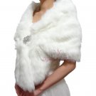Bridal Ivory Faux Fur Stole, Wedding Wrap, Bridal Stole FS108-IVY