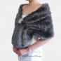 Bridal Gray Faux Fur Stole, Wedding Wrap, Bridal Stole FS108-GRAY