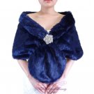 Bridal Navy Blue Faux Fur Stole, Wedding Wrap, Bridal Stole FS108-N.BLUE