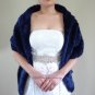 Bridal Navy Blue Faux Fur Long Wrap, Wedding Wrap, Bridal Stole 62" LW108-N.BLUE