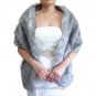 Bridal Grey Chinchilla Faux Fur Long Wrap, Wedding Wrap, Bridal Stole 62" LW108-GREYCHIN