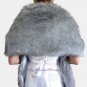 Bridal Grey Chinchilla Faux Fur Long Wrap, Wedding Wrap, Bridal Stole 62" LW108-GREYCHIN