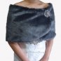 Bridal Gray Faux Fur Wrap, Wedding Stole, Bridal Wrap FW108-GRAY