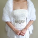 Bridal White Faux Fur Long Wrap, Wedding Wrap, Bridal Stole 62" LW108-WHI