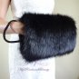 Bridal Black Faux Fur Hand Muff, Wedding Hand Warmer, Bridal Handmuff HM108-BLK