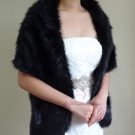 Bridal Black Faux Fur Long Wrap, Wedding Wrap, Bridal Stole 62" LW108-BLK