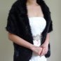 Bridal Black Faux Fur Long Wrap, Wedding Wrap, Bridal Stole 62" LW108-BLK