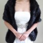 Bridal Black Faux Fur Long Wrap, Wedding Wrap, Bridal Stole 62" LW108-BLK