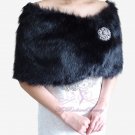 Bridal Black Faux Fur Wrap, Wedding Stole, Bridal Wrap FW108-BLK