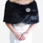 Bridal Black Faux Fur Wrap, Wedding Stole, Bridal Wrap FW108-BLK