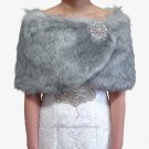 Bridal Grey Chinchilla Faux Fur Wrap, Wedding Stole, Bridal Wrap FW108-GREYCHIN