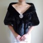 Bridal Black Faux Fur Stole, Wedding Wrap, Bridal Stole FS108-BLKs