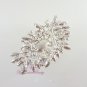 Large Glass Stone and Rhodium Silver Plated Bridal Brooch Pin BR0005