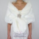 Bridal White Faux Fur Stole, Wedding Wrap, Bridal Stole FS108-WHIs