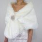 Bridal White Faux Fur Stole, Wedding Wrap, Bridal Stole FS108-WHIs