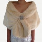 Bridal Champagne Faux Fur Stole, Wedding Wrap, Bridal Stole FS108-CPN