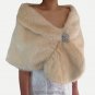 Bridal Champagne Faux Fur Stole, Wedding Wrap, Bridal Stole FS108-CPN
