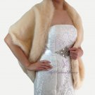 Bridal Champagne Faux Fur Long Wrap, Wedding Wrap, Bridal Stole 62" LW108-CPN